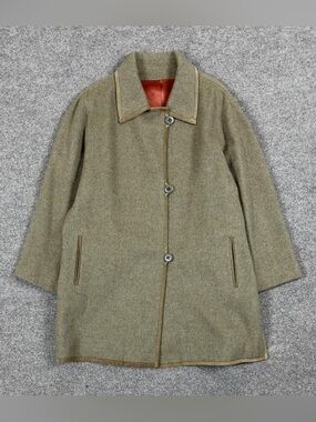 Vintage Jacobson’s Taupe Camel Hair Mid Length Coat Women’s 14 Button Closure